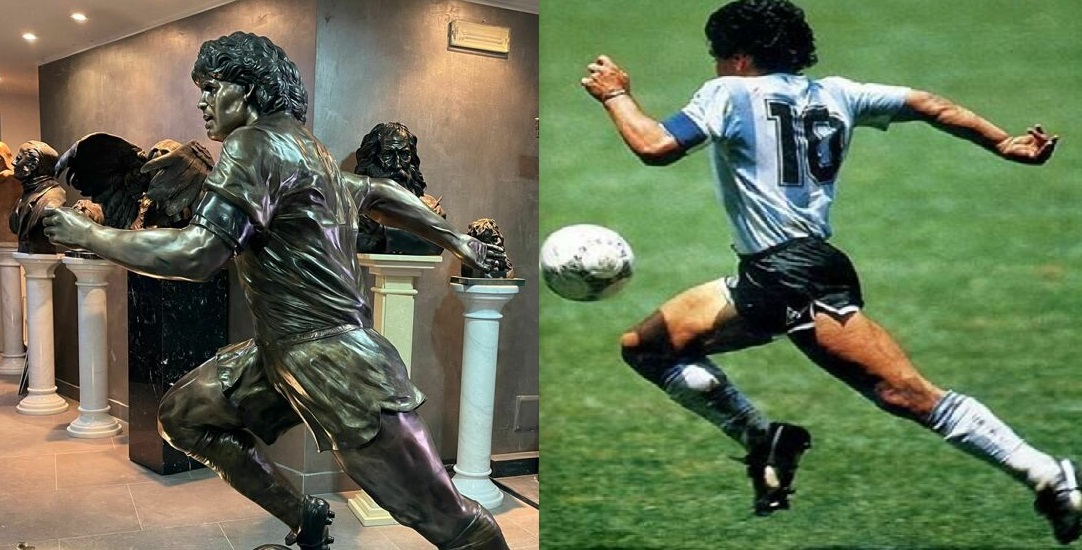 La statua di Diego a Napoli
