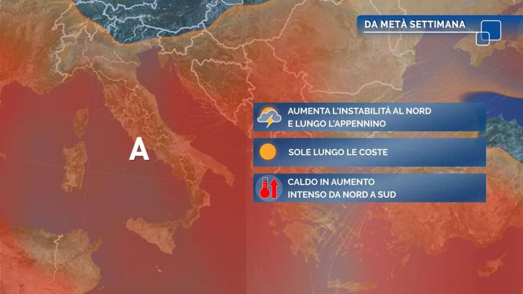 Meteo oggi: caldo in aumento sull'Italia