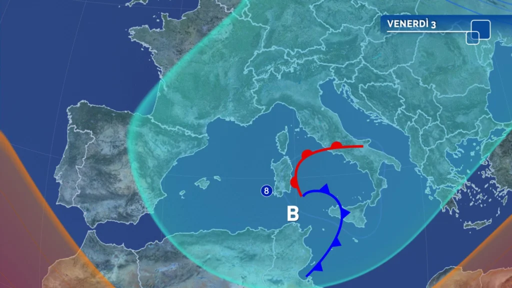 Meteo oggi: ciclone mediterraneo in azione
