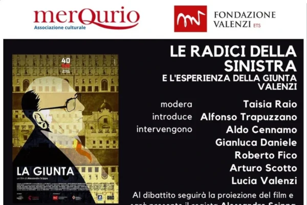 La locandina dell'evento sulla Giunta Valenzi svolto presso il Teatro Officina Totò di Napoli