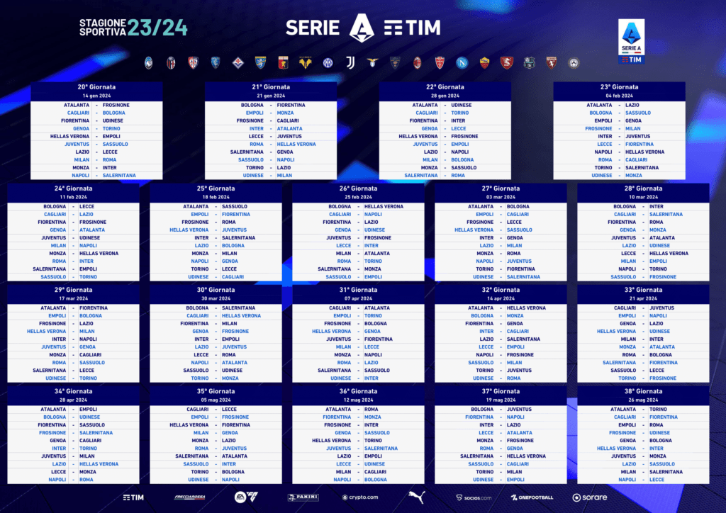 Il calendario di Serie A completo