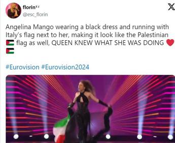 "Angelina Mango è la bandiera della Palestina", il tweet su Eurovision vola