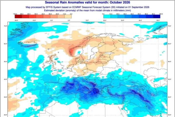 Ottobre 2026 atteso molto piovoso in Italia Ottobre 2026 atteso molto piovoso in Italia